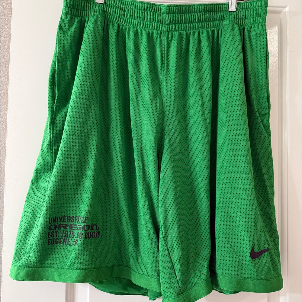 Nike Green Mesh Shorts with University Of Oregon Print